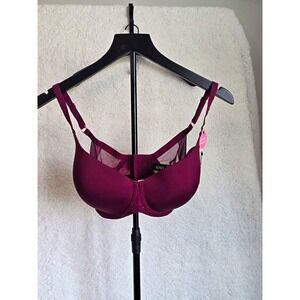 XOXO 36D Burgundy/Pink Underwired T-Shirt Bra Mesh Back Hook & Eye Closure